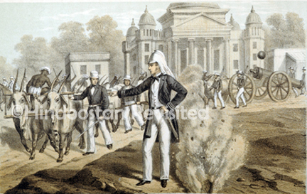 /data/Original Prints/Historical/SIR WILLIAM PEEL MOVING UP THE CANNONS AT DILKHOOSHAH - A SCENE FROM THE INDIAN USING OF 1857 ALSO CALLED THE MUTINY OF 1857.jpg